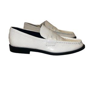 Cool & Classic! NIB STEVE MADDEN Goodman White Croco Penny Loafers Size …